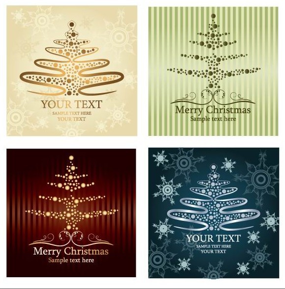 Set Of Beautiful Merry Christmas Card Design Templates Vector 01