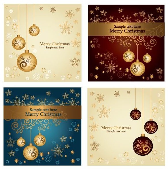 Set Of Beautiful Merry Christmas Card Design Templates Vector 02