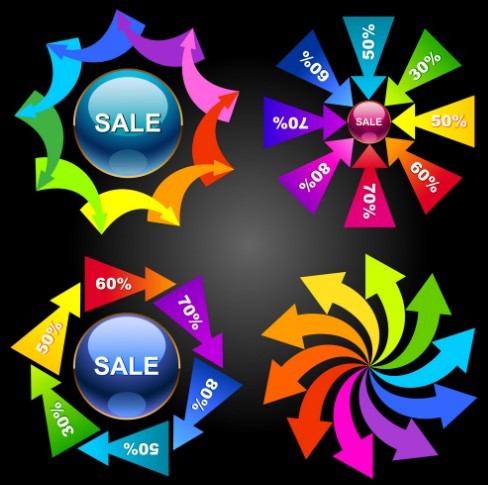 Set Of Colorful Abstract Sales Promotion Circle Icons Vector 01