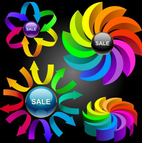 Set Of Colorful Abstract Sales Promotion Circle Icons Vector 03
