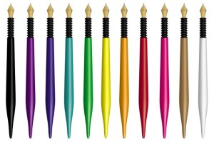 Set Of Colorful Fountain Pens Vector