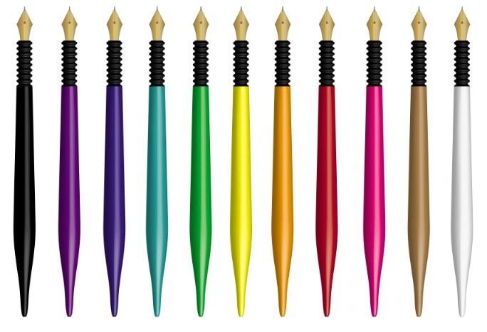 Set Of Colorful Fountain Pens Vector