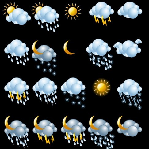 Set Of Vector Weather Icons 01
