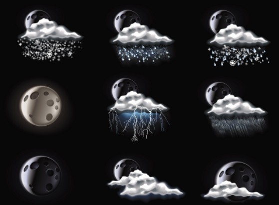 Set Of Vector Weather Icons 04