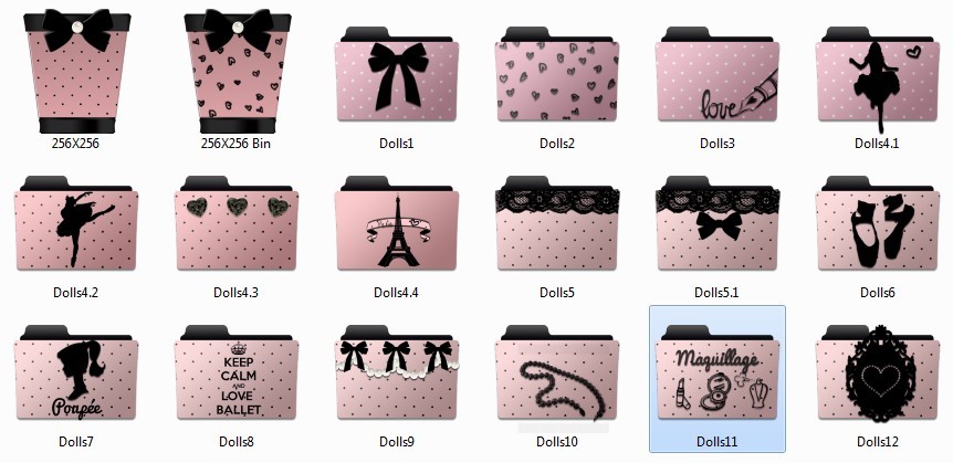 Cartoon Dolls Fold Icons Pack