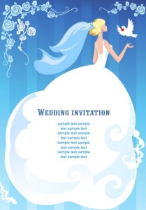 Clean Floral Bride Illustration For Wedding Invitation Vector 02