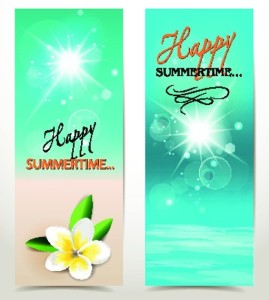 Set Of Vector Fresh Happy Summer Time Banners 01
