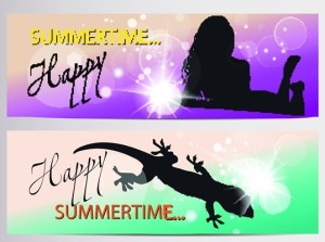 Set Of Vector Fresh Happy Summer Time Banners 02