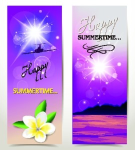 Set Of Vector Fresh Happy Summer Time Banners 03