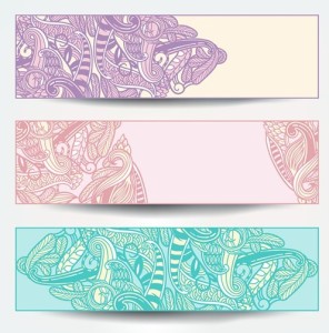 Set Of Vector Vintage Banners with Floral Pattern Backgrounds 02