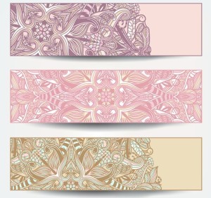 Set Of Vector Vintage Banners with Floral Pattern Backgrounds 04