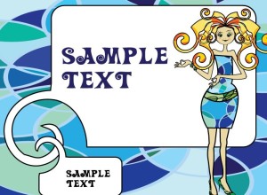 Colorful Girl With Text Frame Vector 02