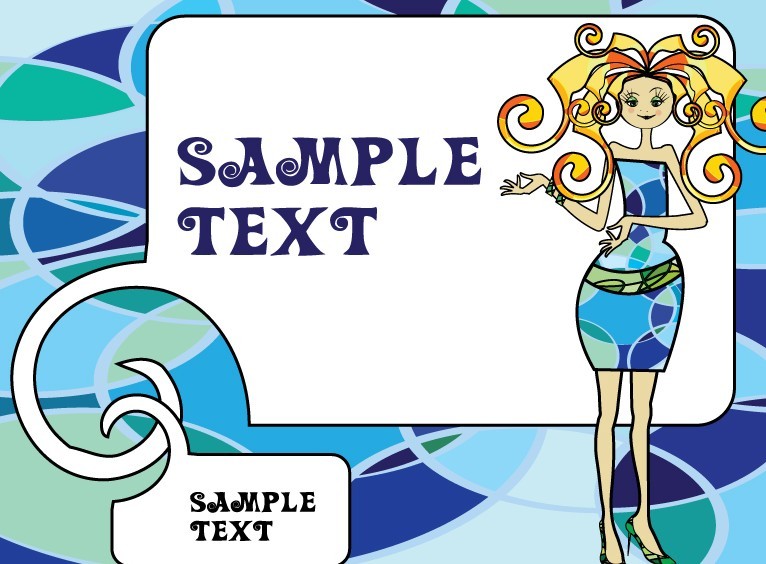 Colorful Girl With Text Frame Vector 02