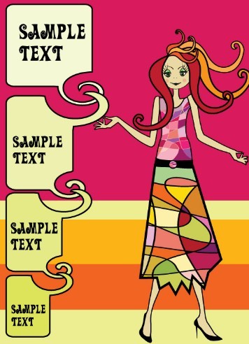 Colorful Girl With Text Frame Vector 03