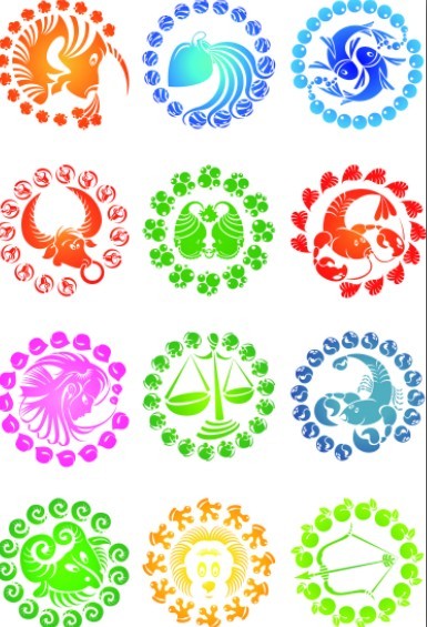 Colorful Zodiac Symbols Vector