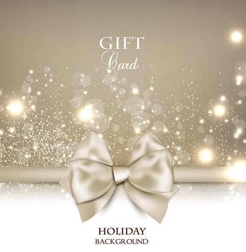 Noble Golden Cards with Ribbon Bow and Halos Ornaments Vector 02