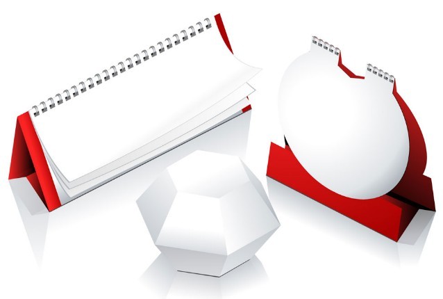 Red and Blank Desk Calendar Mockup Vector
