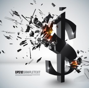 Creative 3D Crushed Dollar Symbol Design Vector