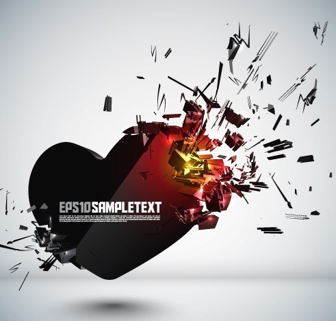 Creative 3D Crushed Heart Design Vector