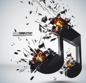 Creative 3D Crushed Musical Note Design Vector 01