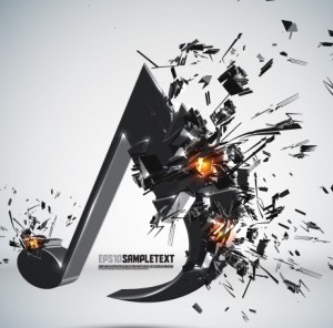Creative 3D Crushed Musical Note Design Vector 02