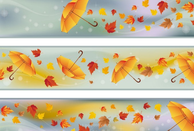 Set Of Vector Autumn Leaf Banners 01