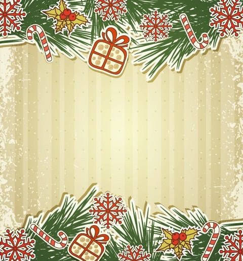 Vintage Merry Christmas Invitation Card Ornaments Vector 02