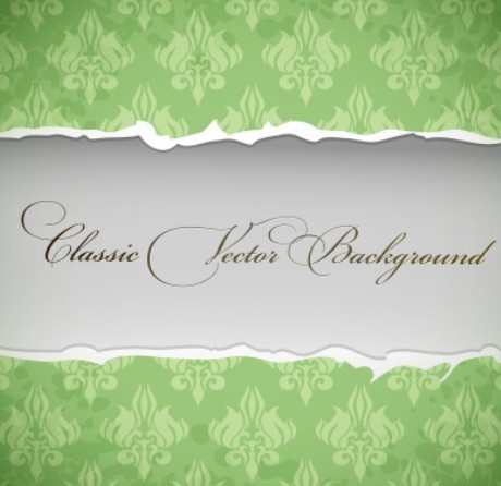 Classic Paper Torn Floral Background Vector 03