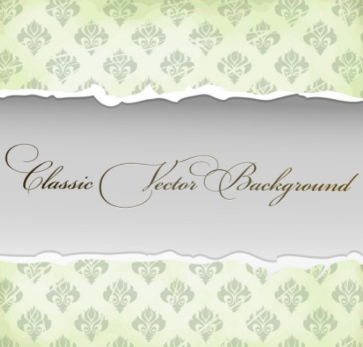 Classic Paper Torn Floral Background Vector 04
