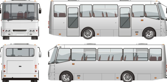 Set Of Vector Tour Bus Illustrations 02