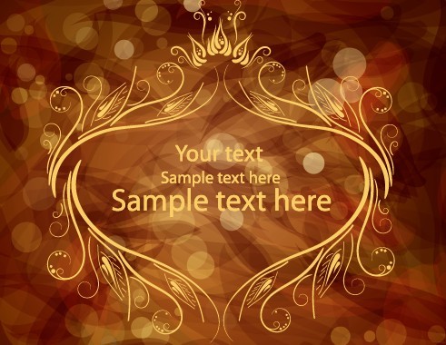 Vintage Floral Label with Halos Background Vector 02