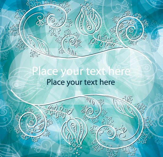 White Flourish Swirls With Vintage Floral Background Vector 01