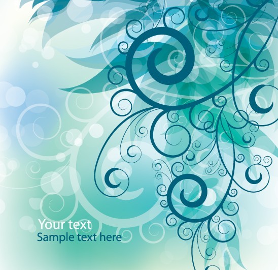 White Flourish Swirls With Vintage Floral Background Vector 02