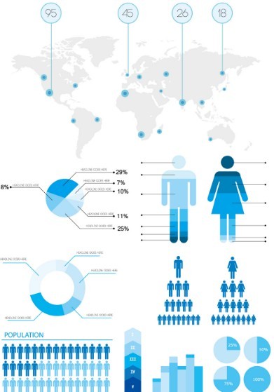 Blue Infographic Statistics Design Elements Vector