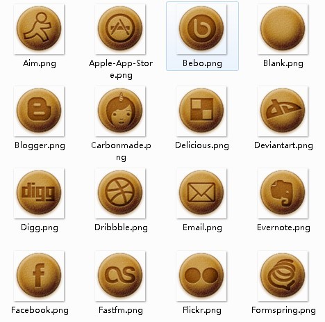 Brown Baked Social Media Icons Set