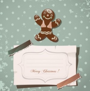 Cartoon Merry Christmas Sticker with Vintage Dots Background Vector 01