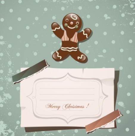 Cartoon Merry Christmas Sticker with Vintage Dots Background Vector 01