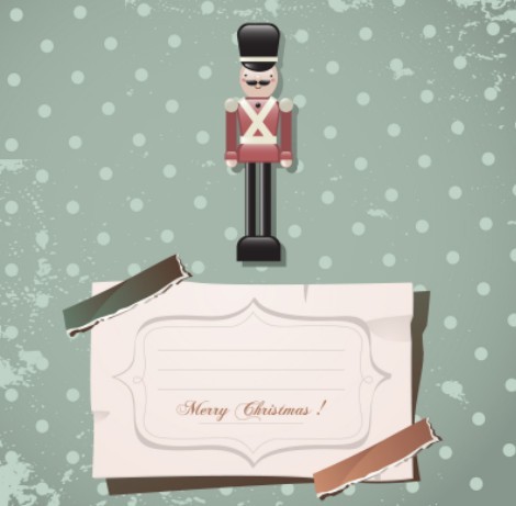 Cartoon Merry Christmas Sticker with Vintage Dots Background Vector 02