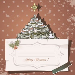 Cartoon Merry Christmas Sticker with Vintage Dots Background Vector 04
