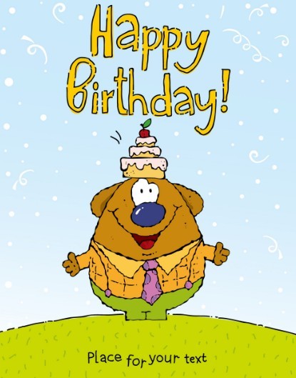 Cute Cartoon Animal Illustration For Happy Birthday Vector 01