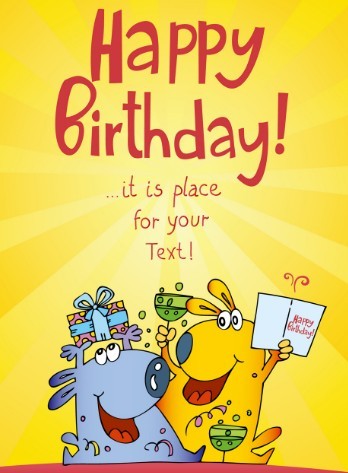 Cute Cartoon Animal Illustration For Happy Birthday Vector 02