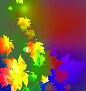 Neon Light Maple Leaves Background Vector 01