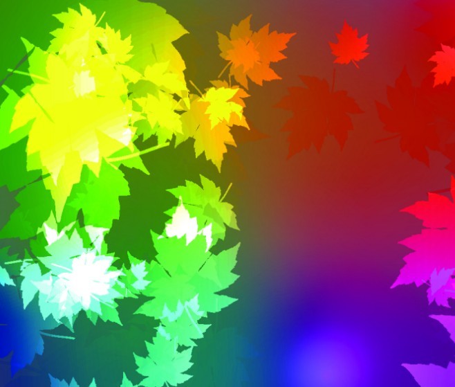 Neon Light Maple Leaves Background Vector 02