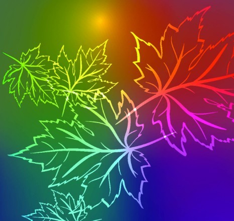 Neon Light Maple Leaves Background Vector 03
