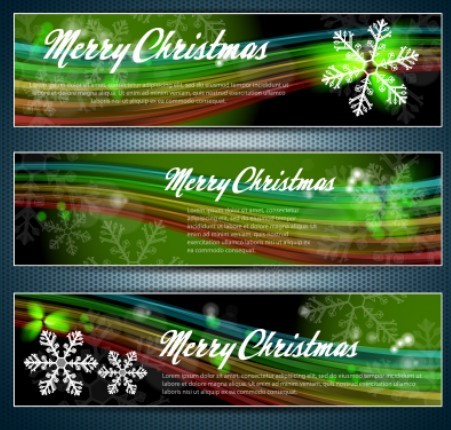 Set Of Vector Merry Christmas Cards with Bright Snowflake Backgrounds 01