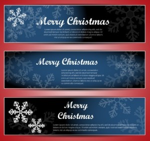 Set Of Vector Merry Christmas Cards with Bright Snowflake Backgrounds 02
