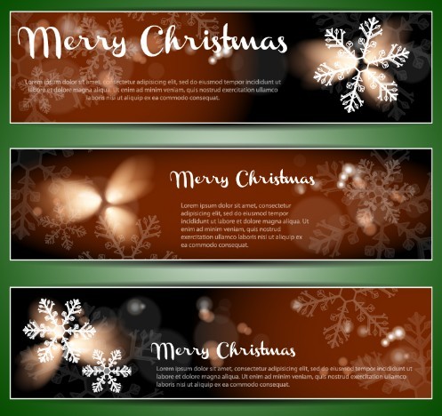 Set Of Vector Merry Christmas Cards with Bright Snowflake Backgrounds 03