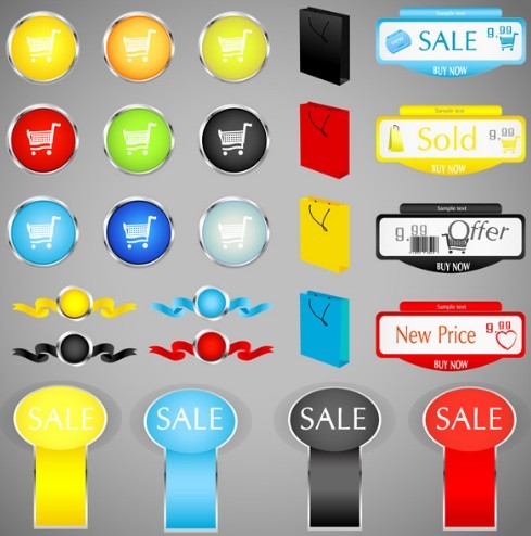 Set Of Vector Retail Store Stickers and Buttons 01
