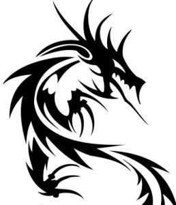 Black China Dragon Paper Cut Pattern Vector 02