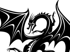 Black China Dragon Paper Cut Pattern Vector 03